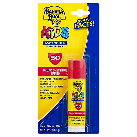 Banana Boat Kids Sunscreen Stick Broad Spectrum SPF 50 - 0.55 Oz