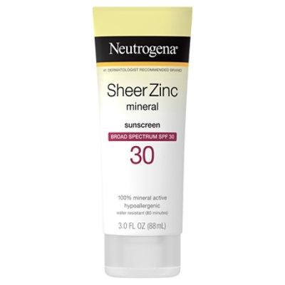 Neutrogena Sheer Zinc Sunscreen Protection Dry-Touch Broad Spectrum SPF 30 - 3 Fl. Oz.