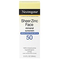 Neutrogena Sheer Zinc Sunscreen Protection Dry-Touch Broad Spectrum SPF 50 - 2 Fl. Oz. - Image 2