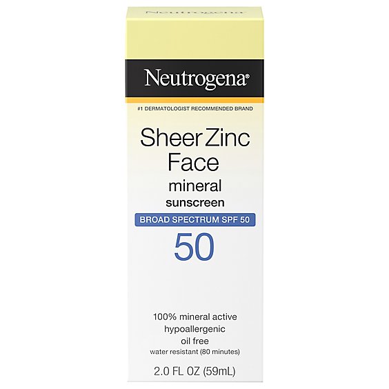 Neutrogena Sheer Zinc Sunscreen Protection Dry-Touch Broad Spectrum SPF 50 - 2 Fl. Oz.