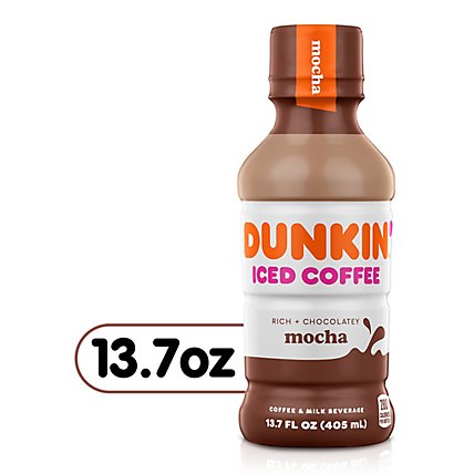 Dunkin Donuts Iced Coffee Beverage Mocha Bottle - 13.7 Fl. Oz. - Image 1