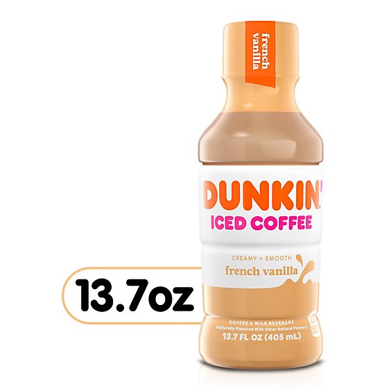 Dunkin Donuts Iced Coffee Beverage French Vanilla Bottle - 13.7 Fl. Oz.