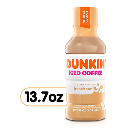 Dunkin Donuts Iced Coffee Beverage French Vanilla Bottle - 13.7 Fl. Oz. - Image 1