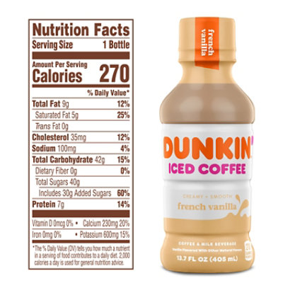 Dunkin Donuts Iced Coffee Beverage French Vanilla Bottle - 13.7 Fl. Oz. - Image 4