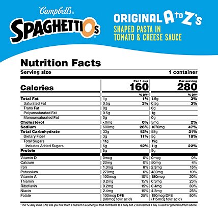 Campbells SpaghettiOs Pasta in Tomato and Cheese Sauce A to Zs Can - 15.8 Oz - Image 4