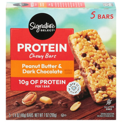 Signature SELECT Chewy Bars Protein Peanut Butter Dark Chocolate Flavored - 5-1.4 Oz