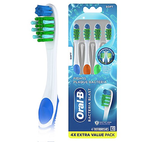 Oral-B Toothbrush Bacteria Blast  Soft - 4 Count