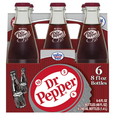 Dr. Pepper Made With Pure Sugar Cane Soda Bottle - 6-8 Fl. Oz.