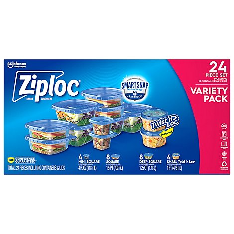 Ziploc Container & Lids Variety Pack - 24 Count