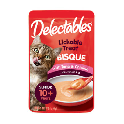 Hartz Delectables Lickable Treat Bisque Tuna & Chicken Senior 10yrs + Pouch - 1.4 Oz - Image 1