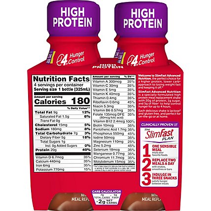 SlimFast Advanced Nutrition Meal Replacement Shake Creamy Milk Chocolate - 4-11 Fl. Oz. - Image 6