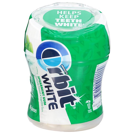 Orbit White Sugar Free Chewing Gum Spearmint Bottle - 40 Count