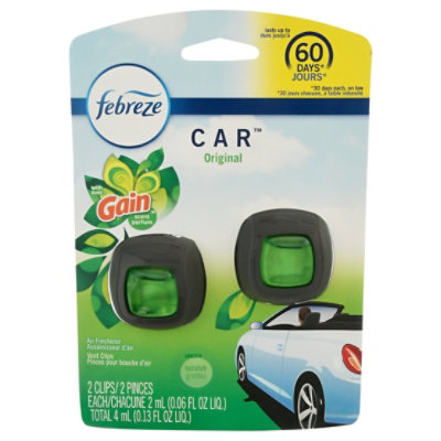 Febreze CAR Air Refreshener Original Vent Clip With Gain Scent - 2 Count
