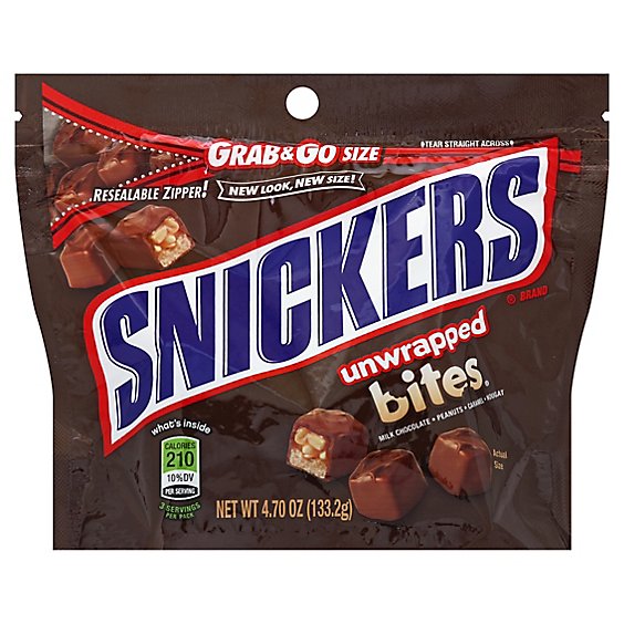 Snickers Bites Size Chocolate Bars Candy Grab & Go Size Pouch 4.7 Oz
