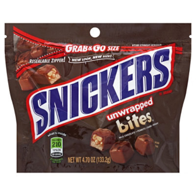 Snickers Bites Size Chocolate Bars Candy Grab & Go Size Pouch 4.7 Oz