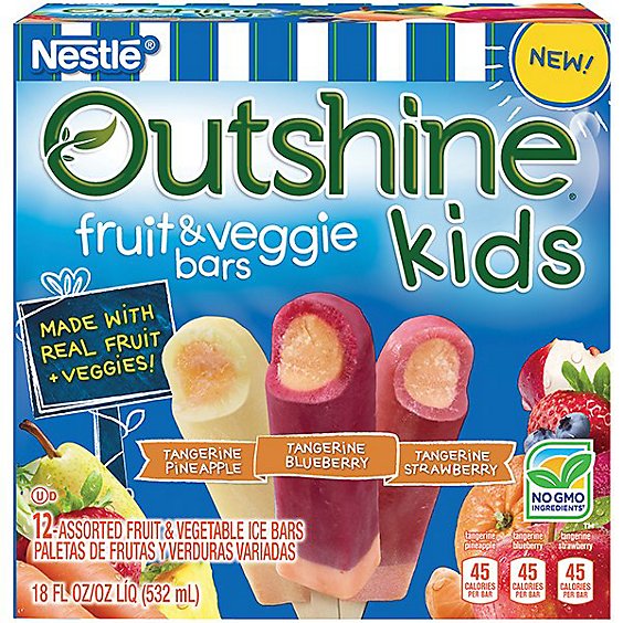Outshine Fruit & Veggie Ice Bars Kids Variety Pack Tangerine - 12-1.5 Fl. Oz.