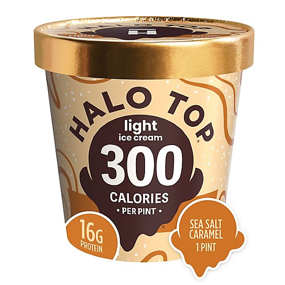 Halo Top Sea Salt Caramel Light Ice Cream Frozen Dessert For Summer - 16 Fl. Oz.