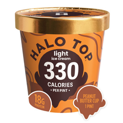 Halo Top Peanut Butter Cup Light Ice Cream Frozen Dessert For Summer Pint - 16 Fl. Oz. - Image 1