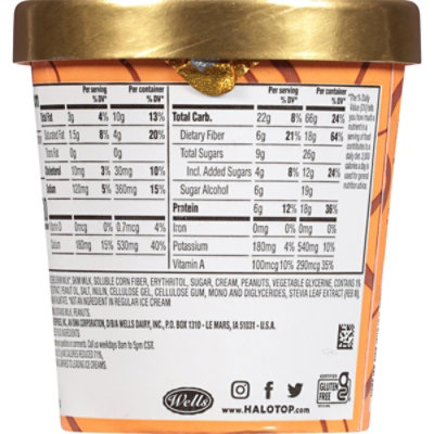 Halo Top Peanut Butter Cup Light Ice Cream Frozen Dessert For Summer Pint - 16 Fl. Oz. - Image 3