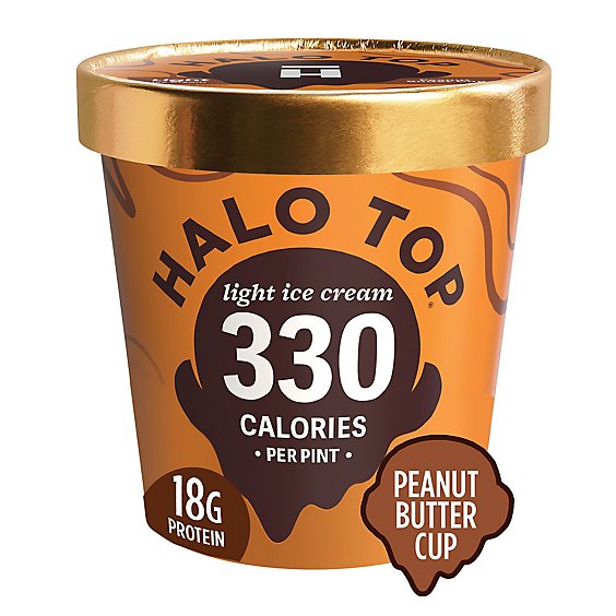 Halo Top Peanut Butter Cup Light Ice Cream Frozen Dessert For Summer - 16 Fl. Oz.