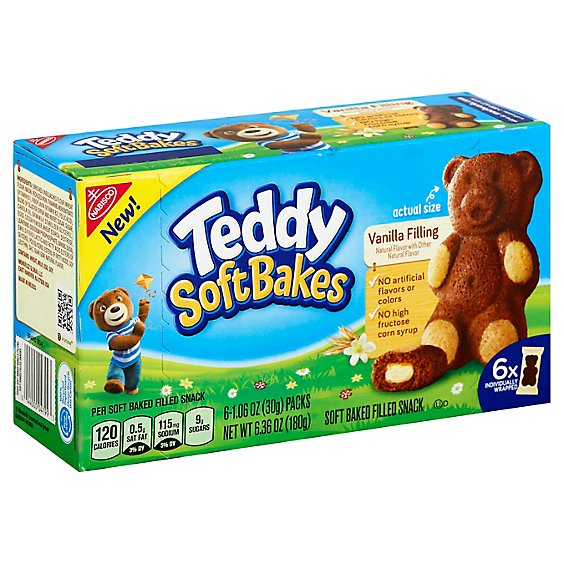 NABISCO Soft Bakes Filled Snack Teddy Vanilla Filling - 6-1.06 Oz