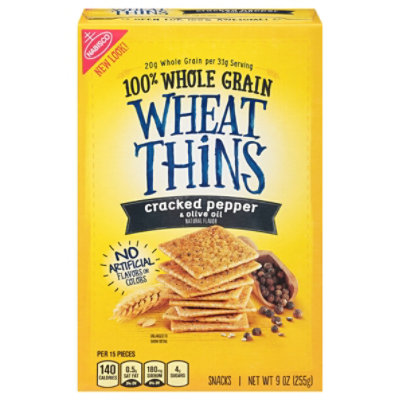 Wheat Thins Crackers Whole Grain Cracked Pepper & Olive Oil - 9 Oz