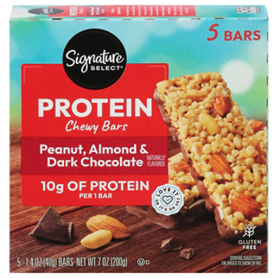 Signature SELECT Chewy Bars Protein Peanut Almond Dark Chocolate Flavored - 5-1.4 Oz - Image 3