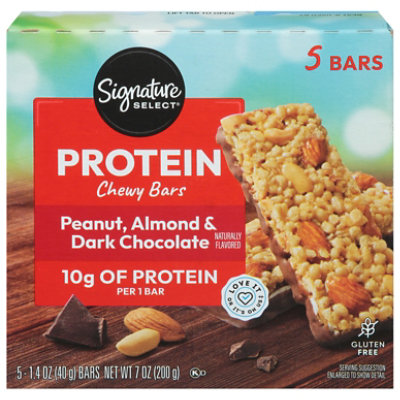Signature SELECT Chewy Bars Protein Peanut Almond Dark Chocolate Flavored - 5-1.4 Oz