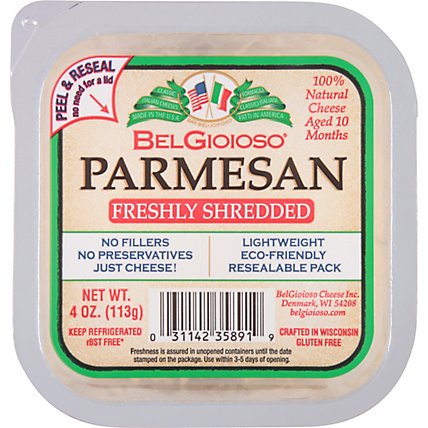 BelGioioso Natural Freshly Shredded Parmesan Square Cup - 4 Oz - Image 2