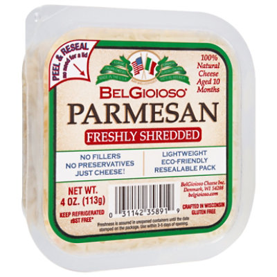 BelGioioso Natural Freshly Shredded Parmesan Square Cup - 4 Oz