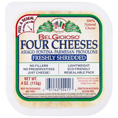 BelGioioso Natural Shredded Four Cheeses Asiago Fontina Parmesan Provolone Cup - 4 Oz - Image 3