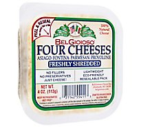 BelGioioso Natural Shredded Four Cheeses Asiago Fontina Parmesan Provolone Cup - 4 Oz