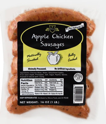 Dibrova Sausage Smoked Chicken Apple - 1 Lb - Image 2