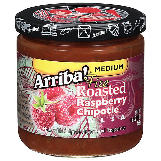 Arriba! Salsa Fire Roasted Raspberry Chipotle Medium Jar - 16 Oz