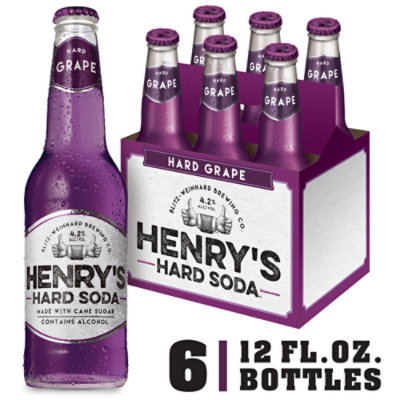 Henry's Hard Soda Hard Grape Beer Hard Soda 4.2% ABV Bottles - 6-12 Fl. Oz.