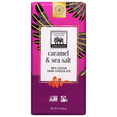 Endangered Species Dark Chocolate Natural 60% Cocoa With Caramel & Sea Salt - 3 Oz