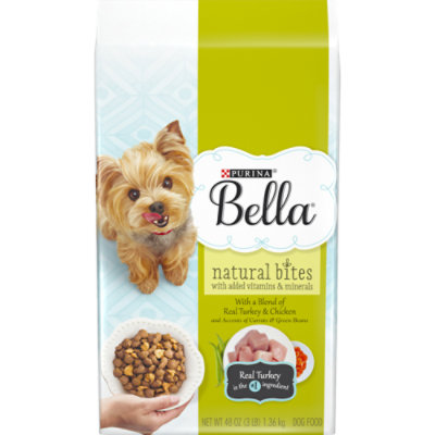 Bella Dog Food Dry Natural Bites Turkey & Chicken And Accents Of Carrots & Green Beans - 3 Lb