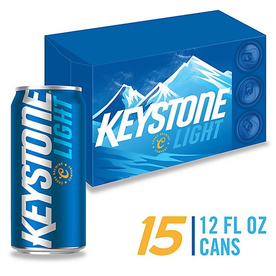 Keystone Light American Style Light Lager Beer 4.1% ABV Cans - 15-12 Fl. Oz.