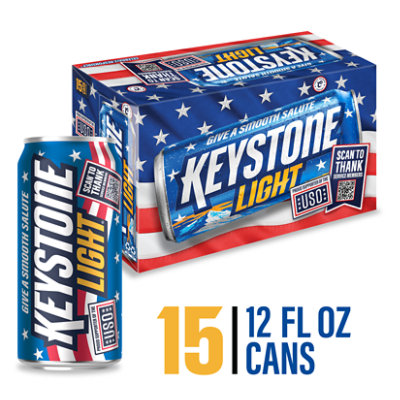 Keystone Light American Style Light Lager Beer 4.1% ABV Cans - 15-12 Fl. Oz. - Image 1