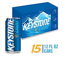 Keystone Light Beer American Lager 4.1% ABV Cans - 15-12 Oz