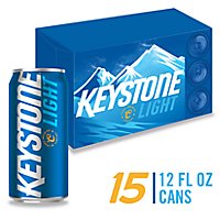 Keystone Light Beer American Style Light Lager 4.1% ABV Cans - 15-12 Fl. Oz. - Image 1