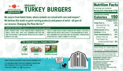 Applegate Farms Turkey Burgers Organic Frozen - 16 Oz - Image 7