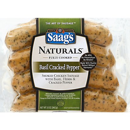 Saags Naturals Chicken Basil Sausage - 12 Oz - Image 2