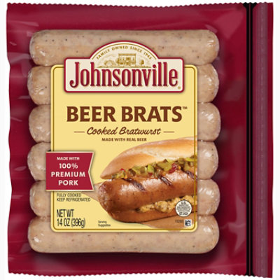johnsonville beer brats bratwurst cooked fully oz links