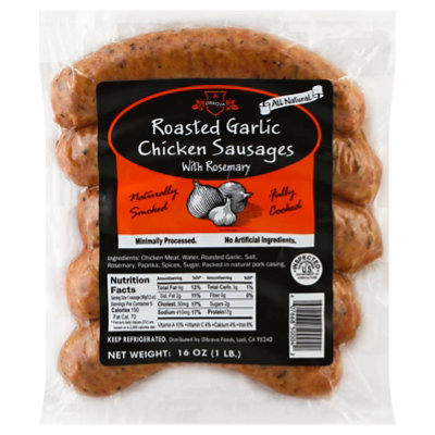 Dibrova Chicken Sausage Garlic Rosemary - 16 Oz