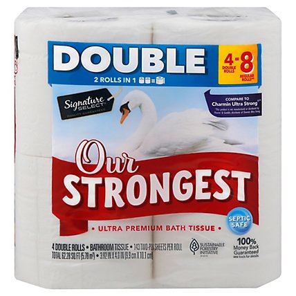 Signature Care Bathroom Tissue Ultra Premium Our Strongest Double Roll 2 Ply - 4 Count - Image 3
