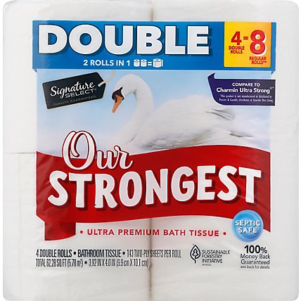 Signature Care Bathroom Tissue Ultra Premium Our Strongest Double Roll 2 Ply - 4 Count - Image 2