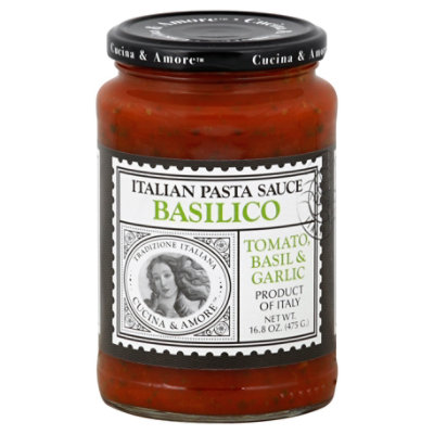 Cucina & Amore Pasta Sauce Italian Basilico Tomato Basil & Garlic Jar - 16.8 Oz