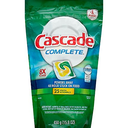 Cascade Complete Dishwasher Detergent ActionPacs Lemon Scent Pouch - 23 Count - Image 2