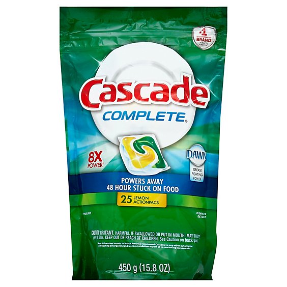 Cascade Complete Dishwasher Detergent ActionPacs Lemon Scent Pouch - 23 Count
